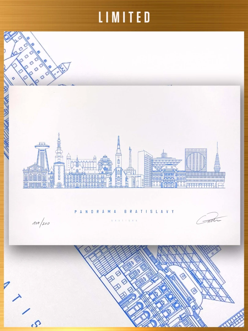 Panoráma Bratislavy modrá