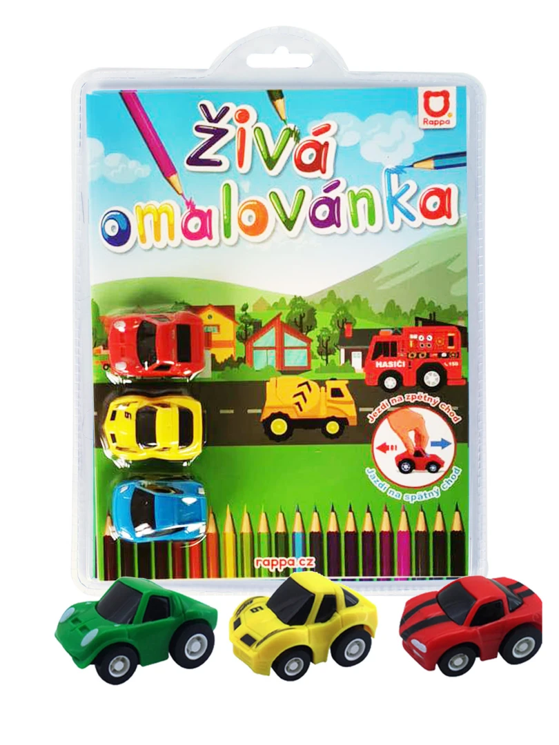 Živá omalovánka závodné autá 3 ks