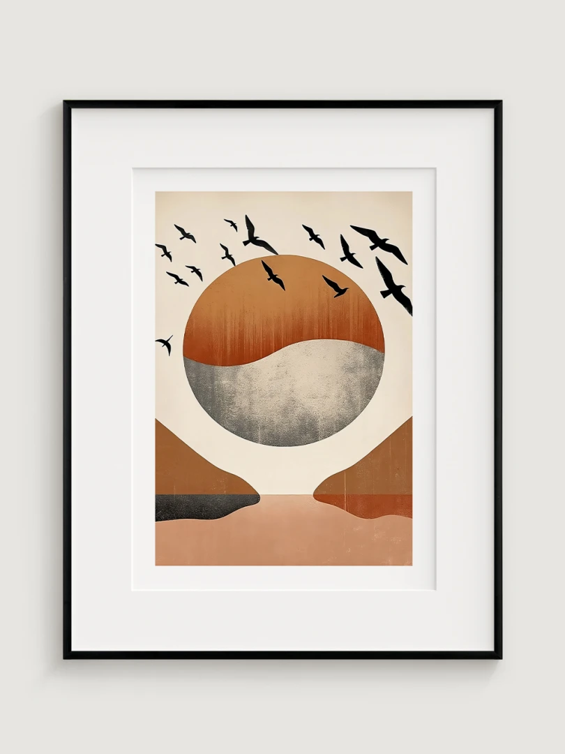 Abstraktní Krajina s Ptáky