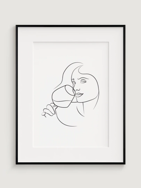 Minimalistic Illustration of Woman With Wine