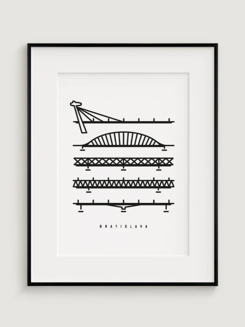 Bridges of Bratislava - minimalistic illustration