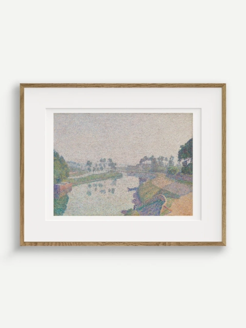 Breh rieky Oise za úsvitu, Louis Hayet, 1888
