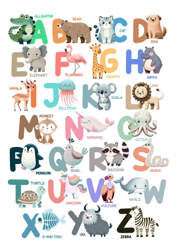 Cute Animal Alphabet Abeceda