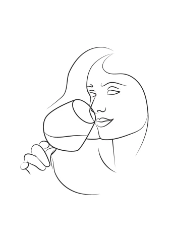 Minimalistic Illustration of Woman With Wine