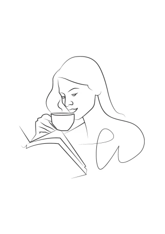 Minimalistic Illustration: Woman & Coffee