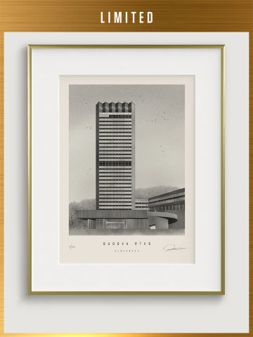 Limited Print RTVS Building Black and White / Slovakia
