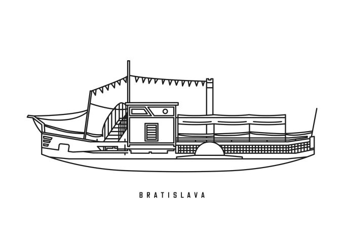 Mark Twain, Bratislava - minimalistic illustration