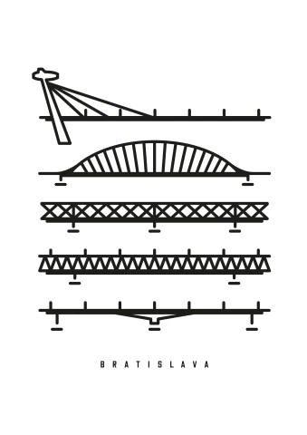 Bridges of Bratislava - minimalistic illustration