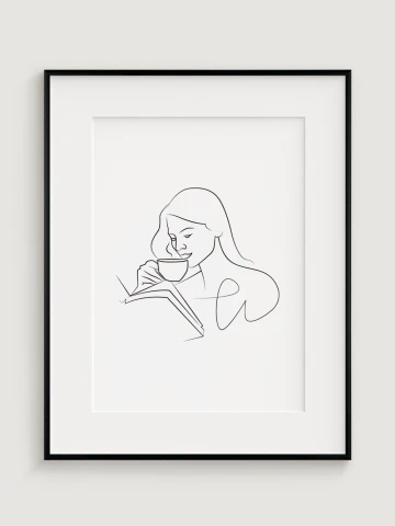 Minimalistic Illustration: Woman & Coffee