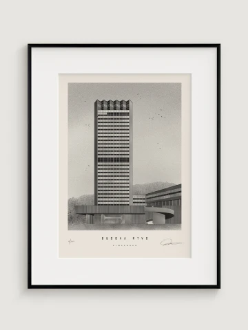 Limited Print RTVS Building Black and White / Slovakia